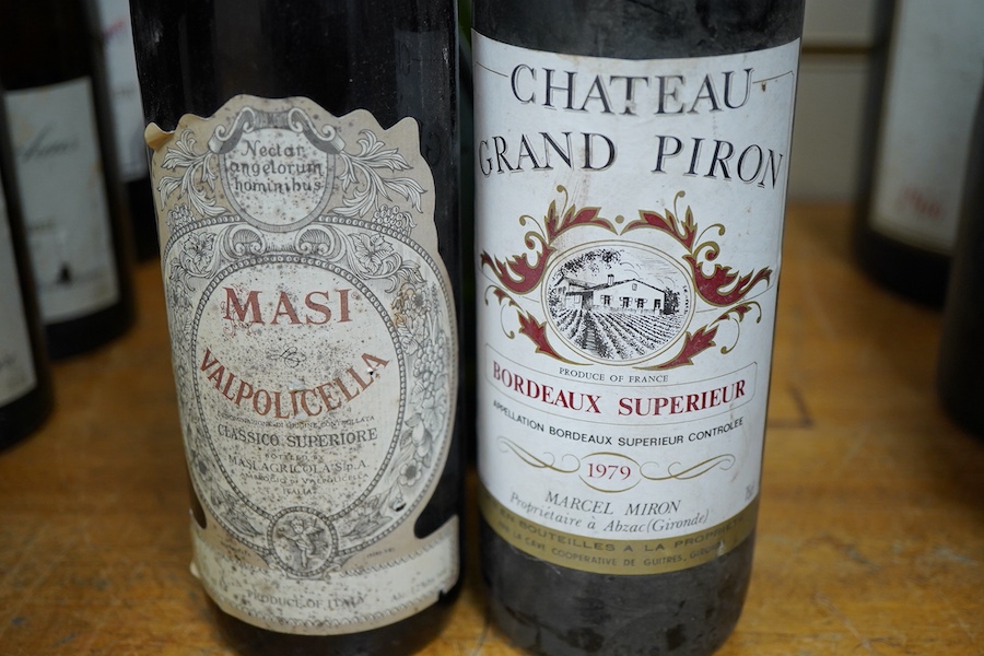 Six bottles of wine including; three bottles of Chateau Grand Piron 1979, two bottles of Marquis de Goulaine 1979 and Masi Valpolicella 1984